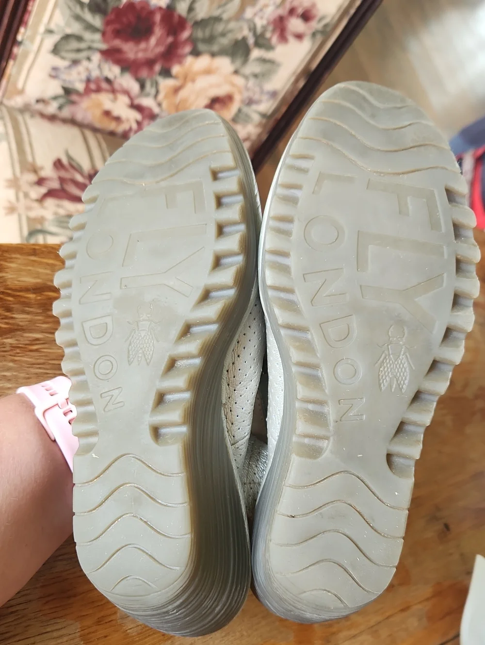 Fly London sz 38  Metallic silver shoe wedge style us 7.5-8